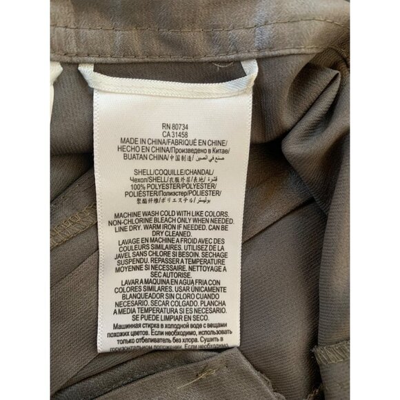 BCBGMAXAZRIA Shimmery Brown Belt Pocket Button Down Metallic Romper - Picture 3 of 5
